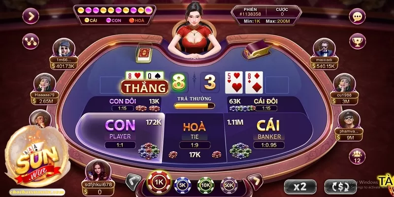 Bắt đầu ván bài Baccarat tại Sunwin